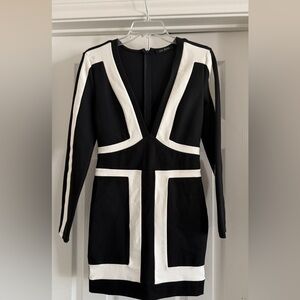 ZAC Zac Posen Black and White Geometric Dress